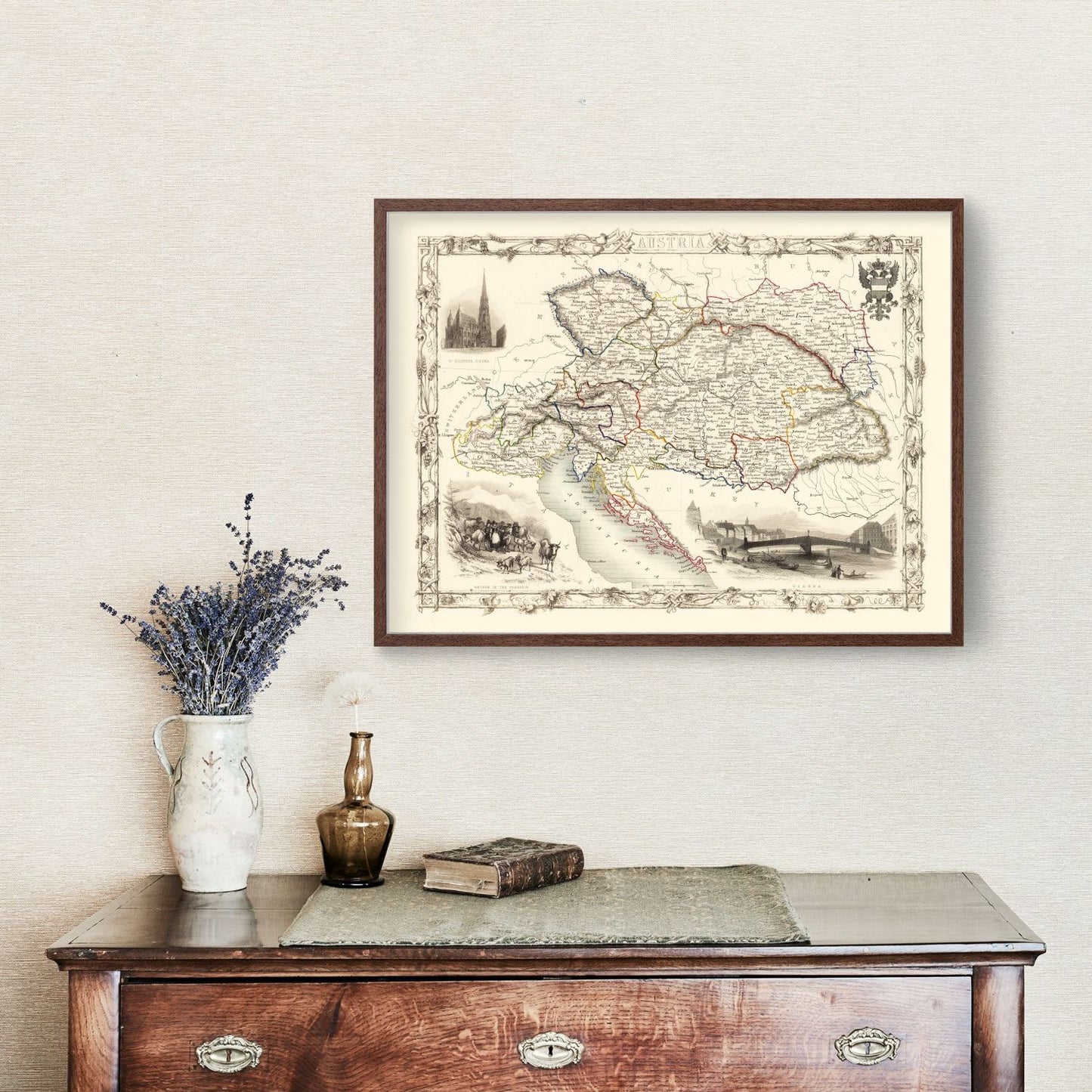 Vintage Map of Austria, 1851