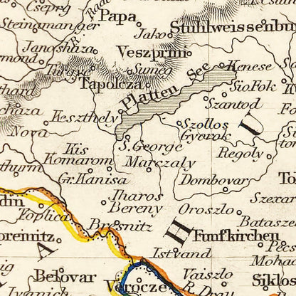 Vintage Map of Austria, 1851