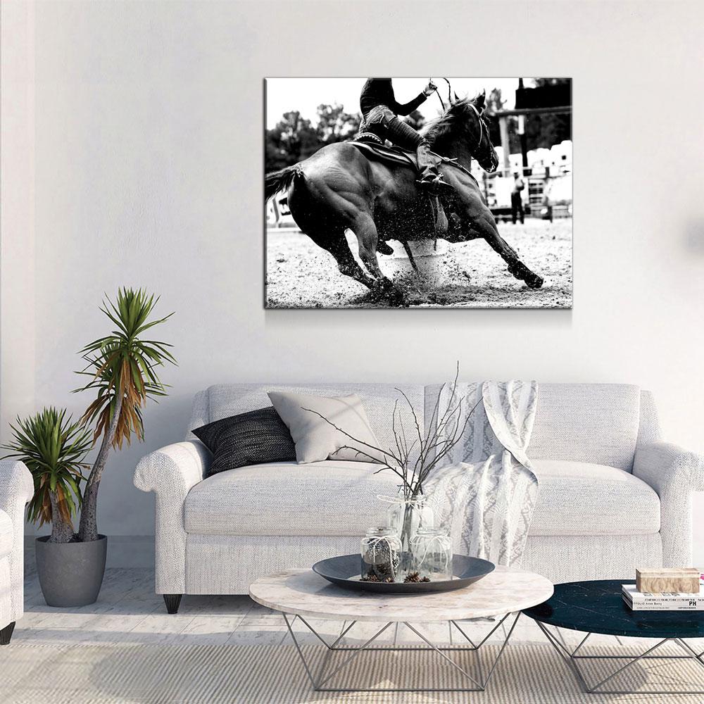 Barrel Racing Girl Cowgirl Canvas Wall Art