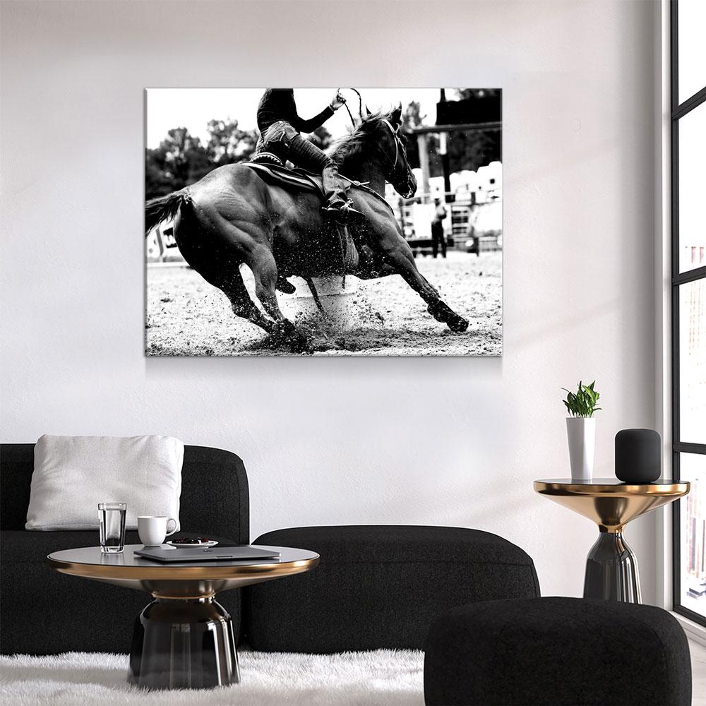 Barrel Racing Girl Cowgirl Canvas Wall Art