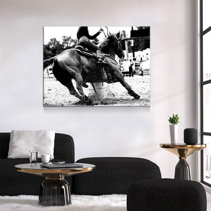 Barrel Racing Girl Cowgirl Canvas Wall Art