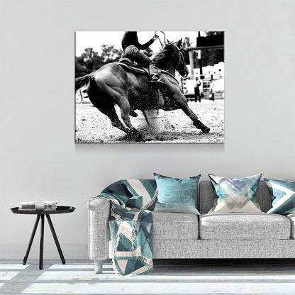 Barrel Racing Girl Cowgirl Canvas Wall Art