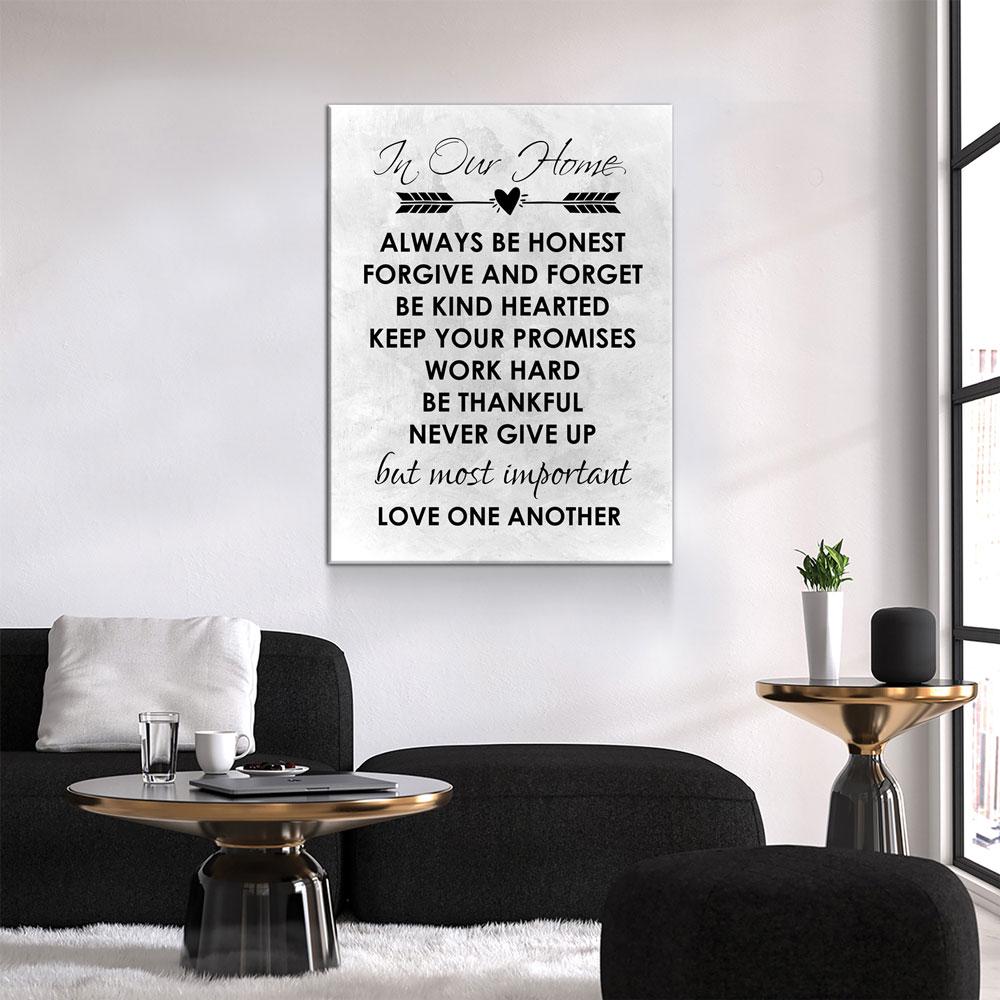 In Our Home Family Values Canvas Wall Art