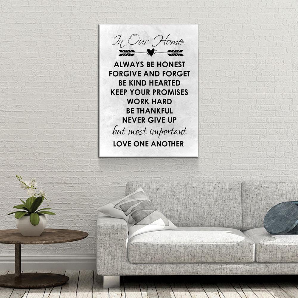 In Our Home Family Values Canvas Wall Art