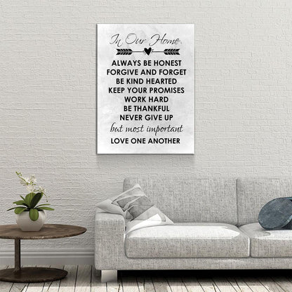 In Our Home Family Values Canvas Wall Art