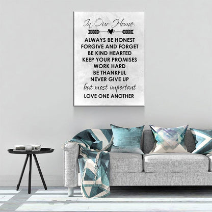 In Our Home Family Values Canvas Wall Art