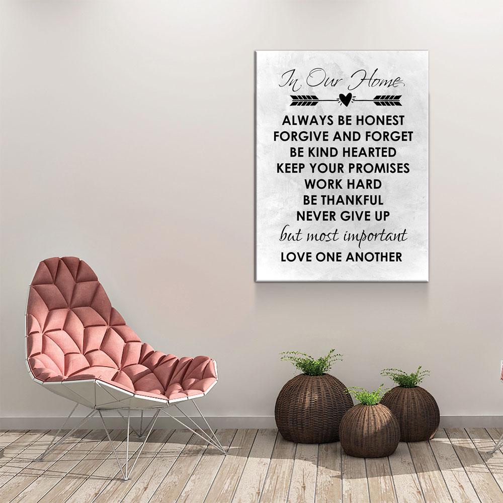 In Our Home Family Values Canvas Wall Art