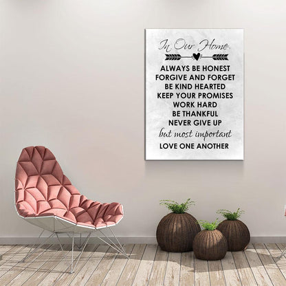 In Our Home Family Values Canvas Wall Art