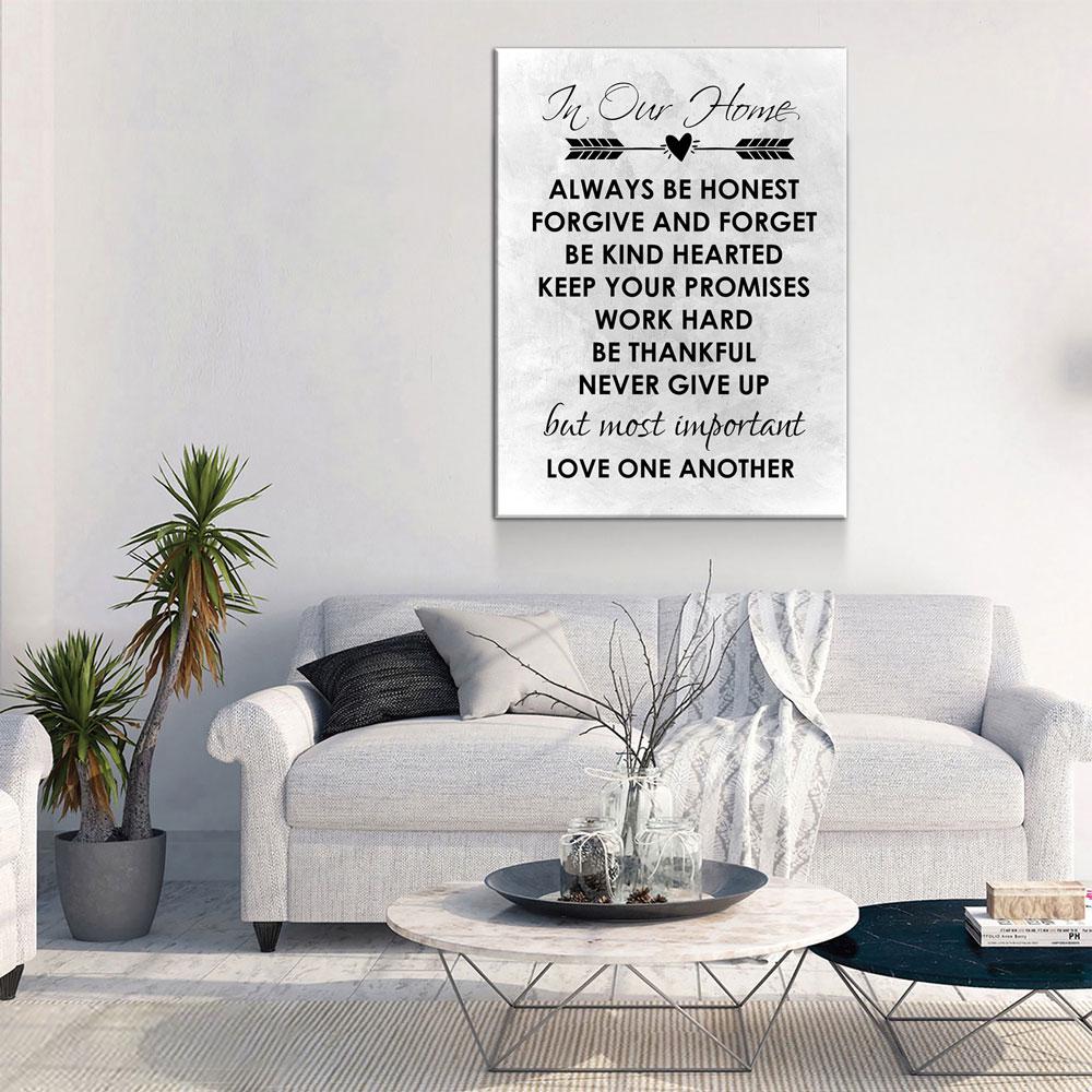 In Our Home Family Values Canvas Wall Art