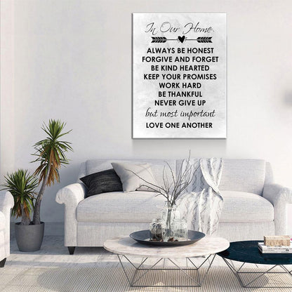 In Our Home Family Values Canvas Wall Art