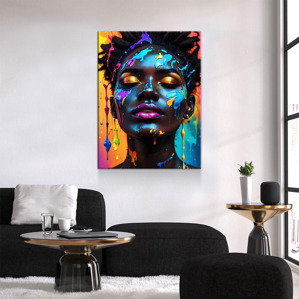 Black Girl With Paint Splatter Canvas Art