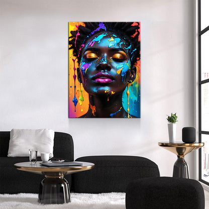 Black Girl With Paint Splatter Canvas Art