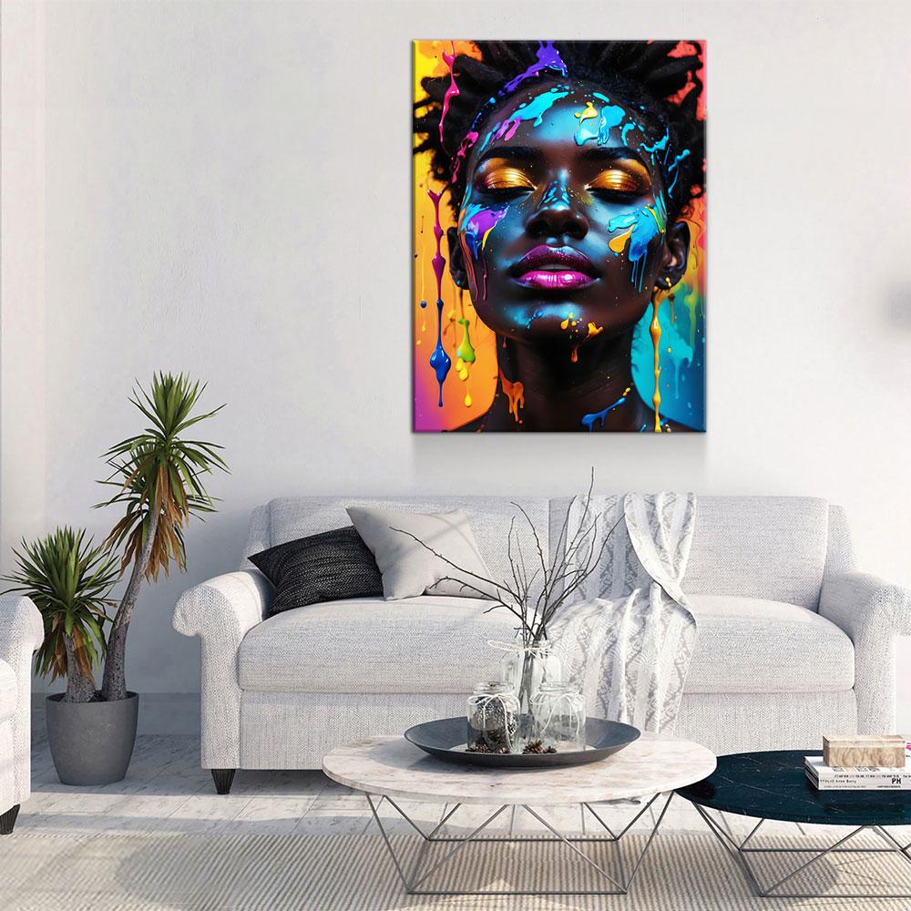 Black Girl With Paint Splatter Canvas Art