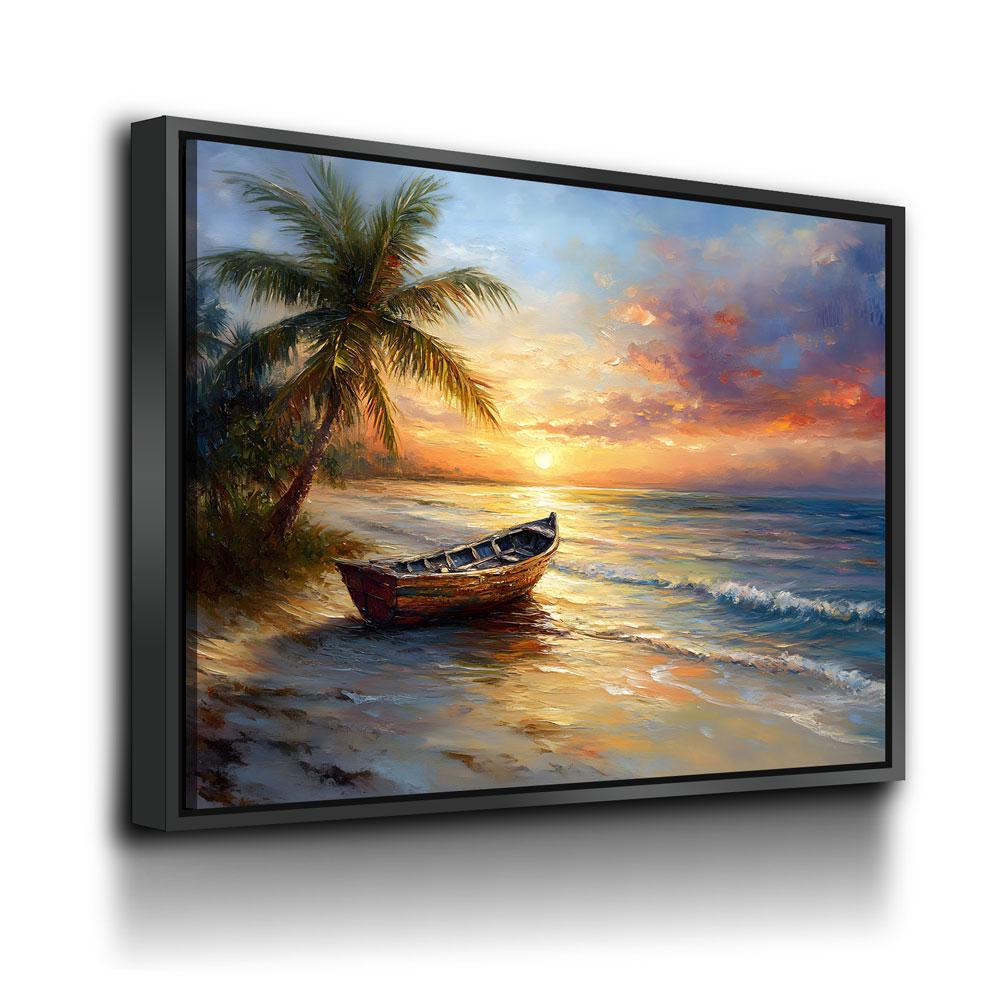 Tropical Beach Sunset Canvas Wall Art
