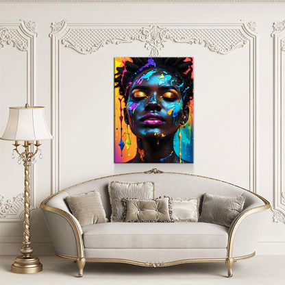 Black Girl With Paint Splatter Canvas Art