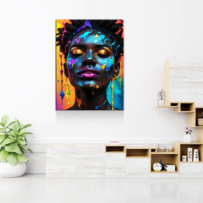 Black Girl With Paint Splatter Canvas Art