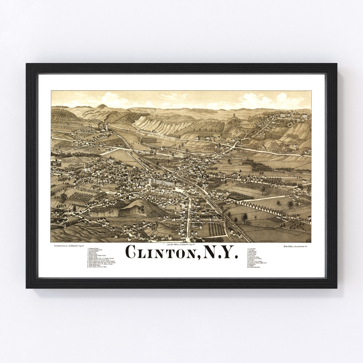 vintage map of Clinton, New York, 1885