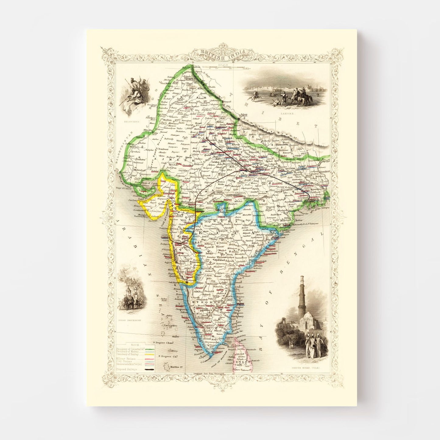 Vintage Map of British India, 1851