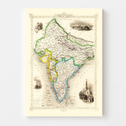 Vintage Map of British India, 1851