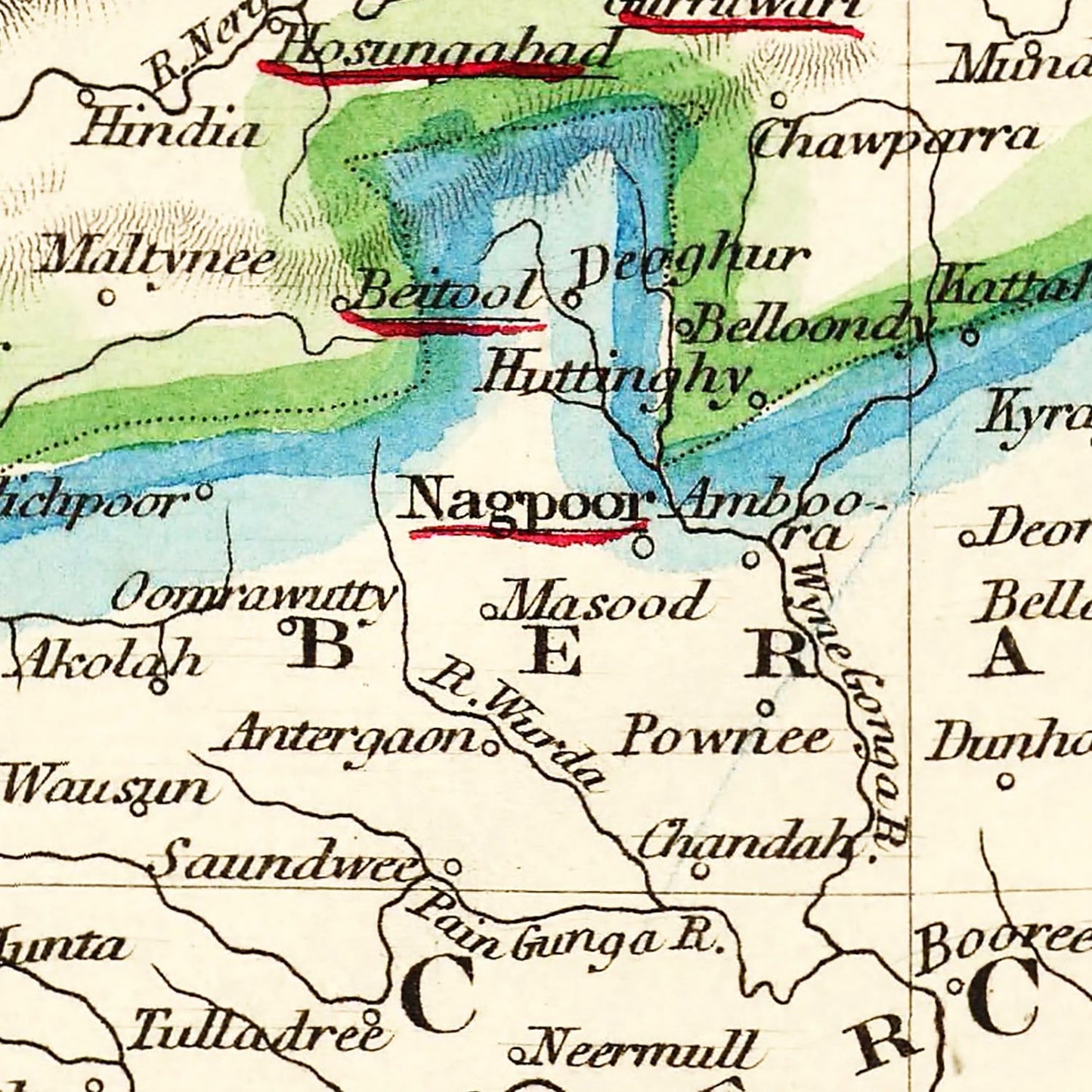 Vintage Map of British India, 1851