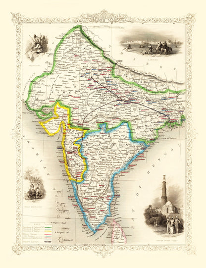 Vintage Map of British India, 1851