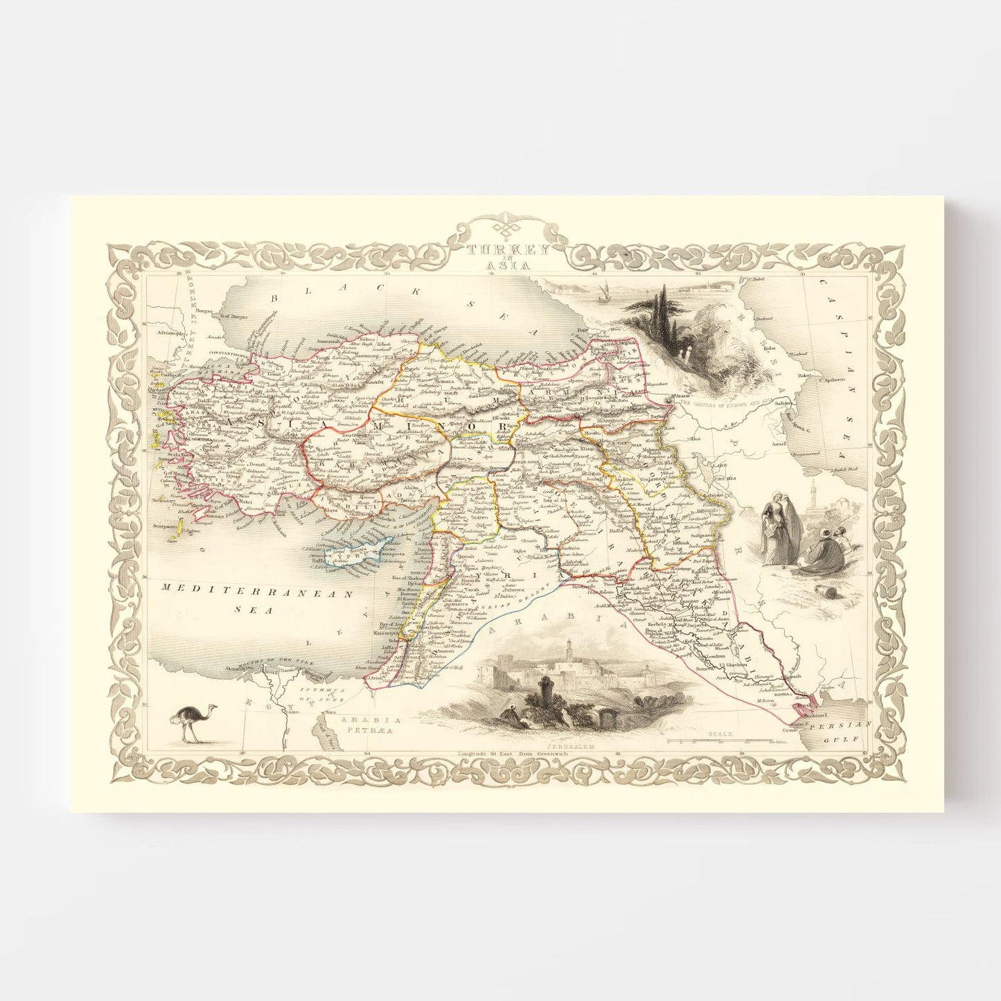 Vintage Map of Turkey in Asia, 1851