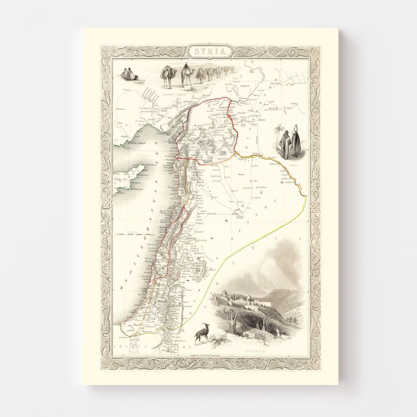 Vintage Map of Syria, 1851