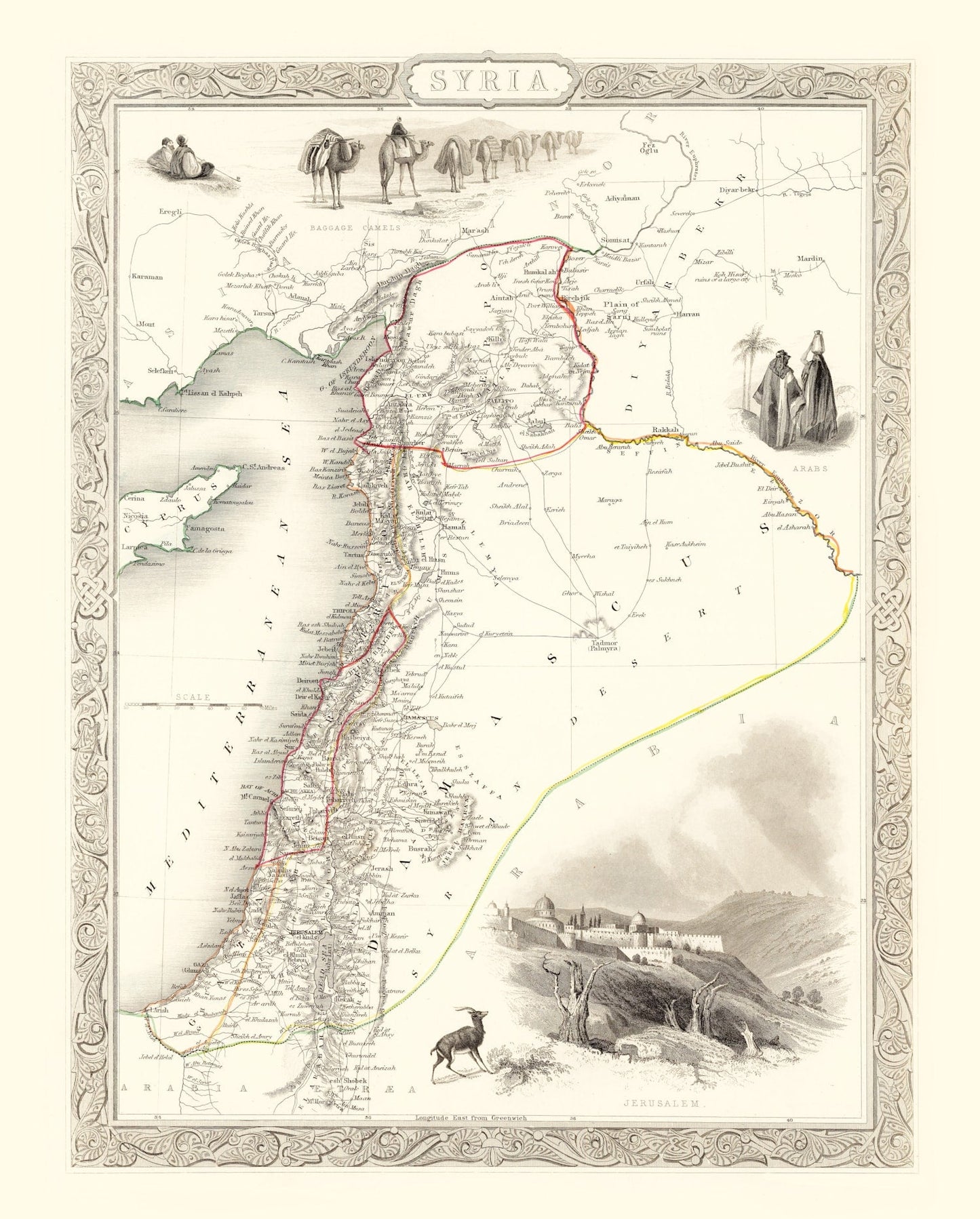 Vintage Map of Syria, 1851