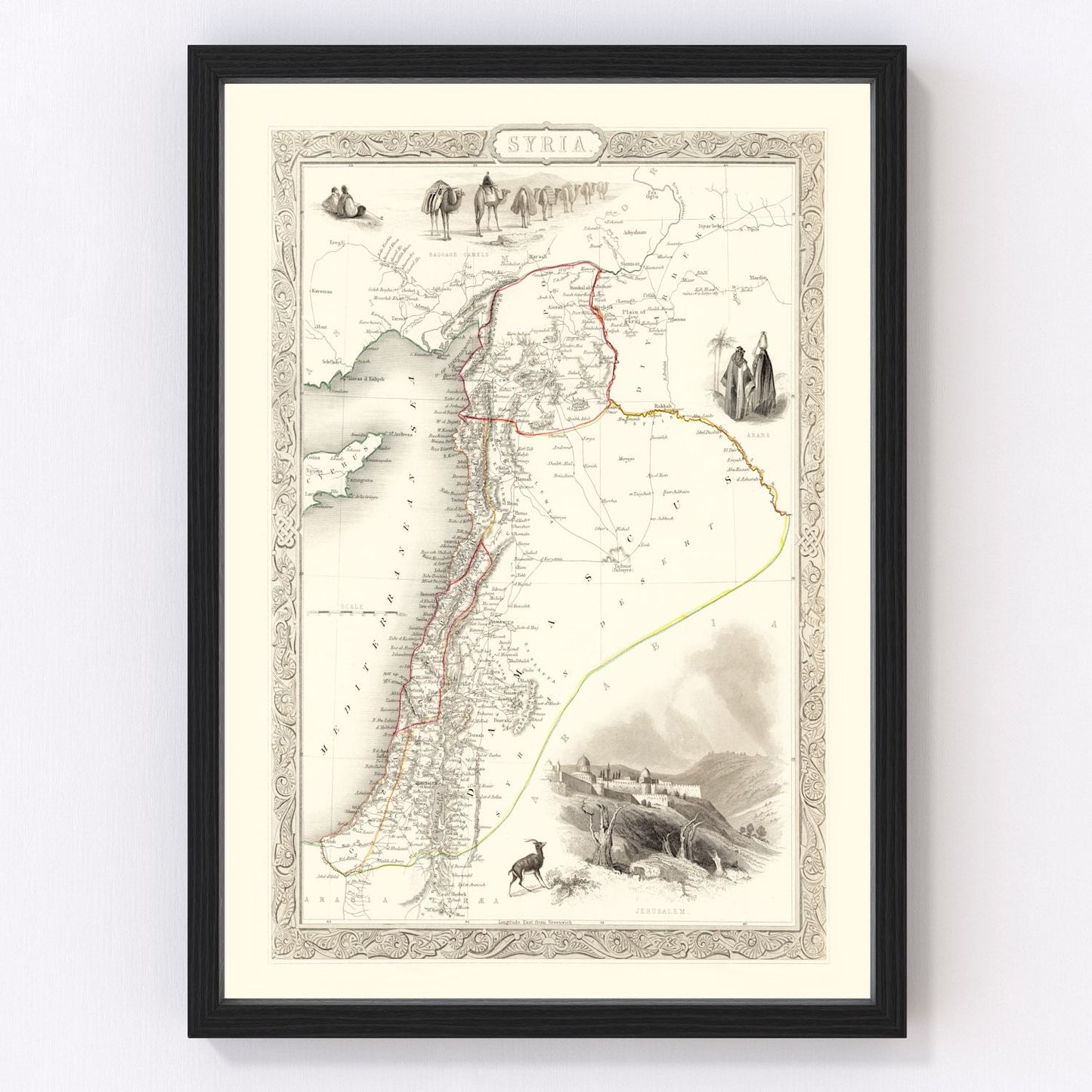 Vintage map of Syria, 1851