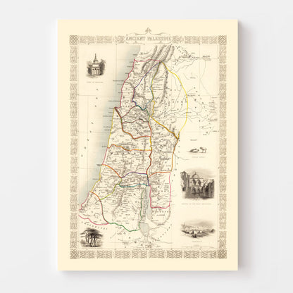 Vintage Map of Ancient Palestine, 1851