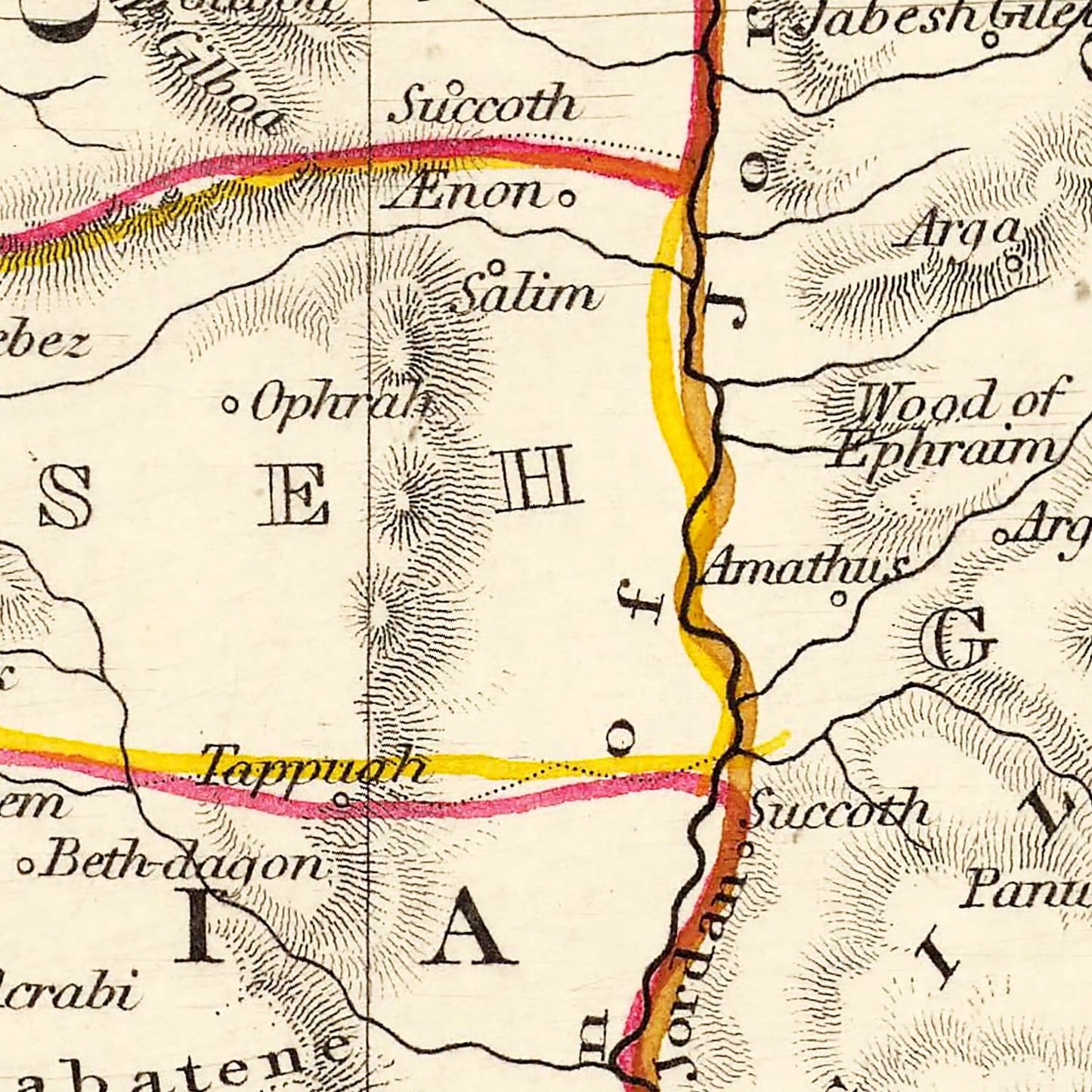 Vintage Map of Ancient Palestine, 1851