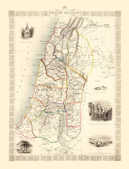 Vintage Map of Ancient Palestine, 1851