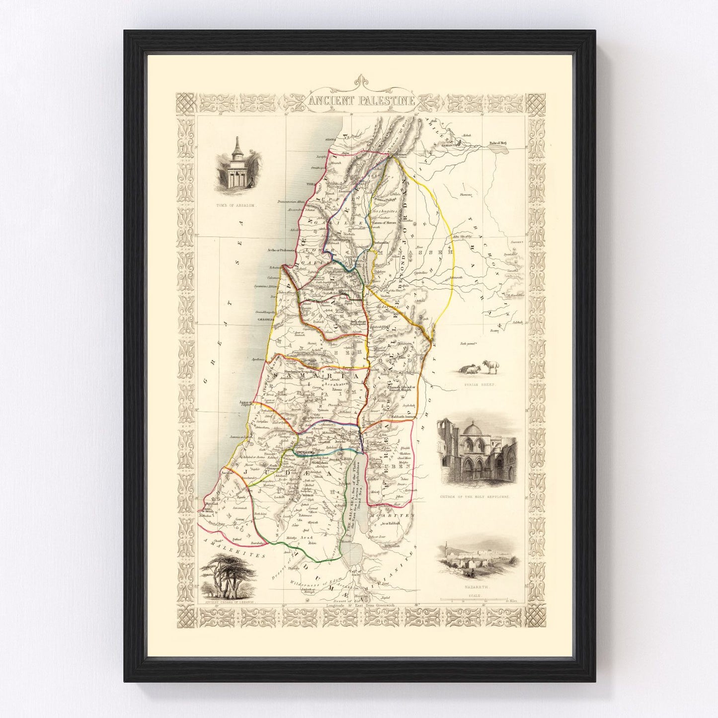 Vintage map of Ancient Palestine, 1851