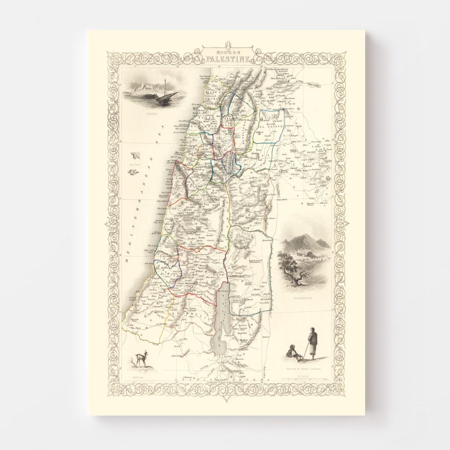 Vintage Map of Modern Palestine, 1851
