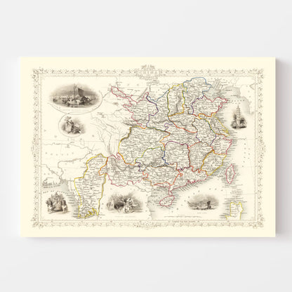 Vintage Map of China and Burma, 1851