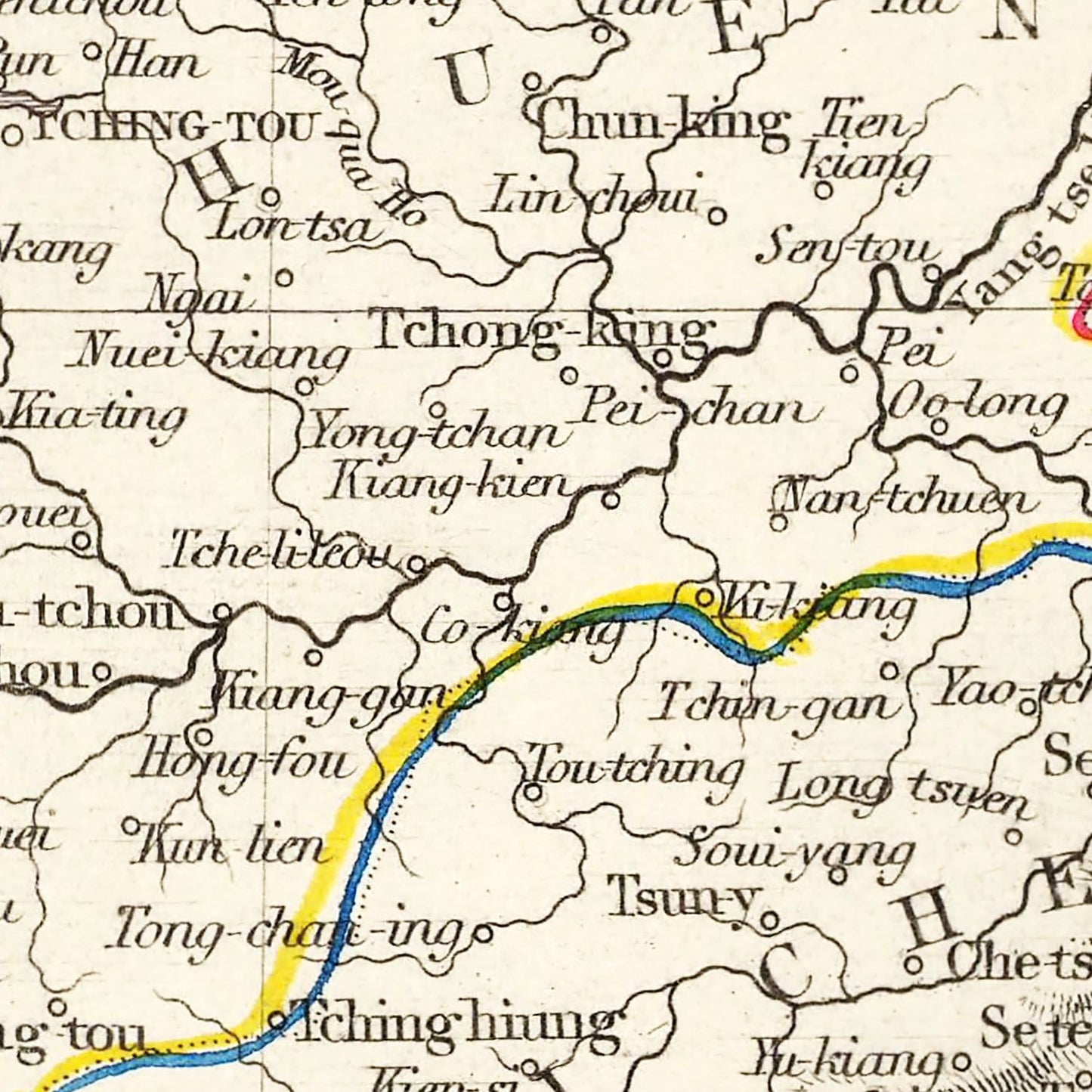 Vintage Map of China and Burma, 1851