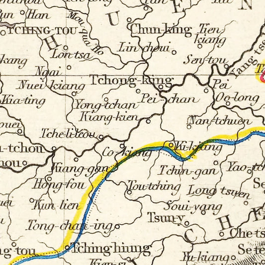Vintage Map of China and Burma, 1851