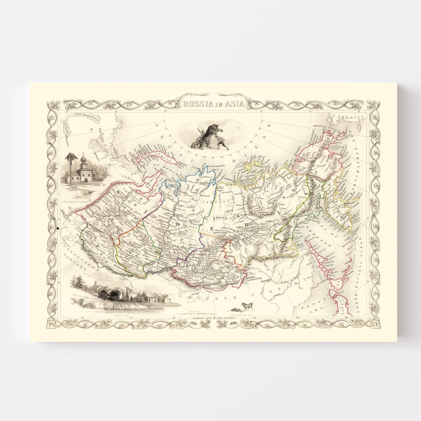 Vintage Map of Russia in Asia, 1851