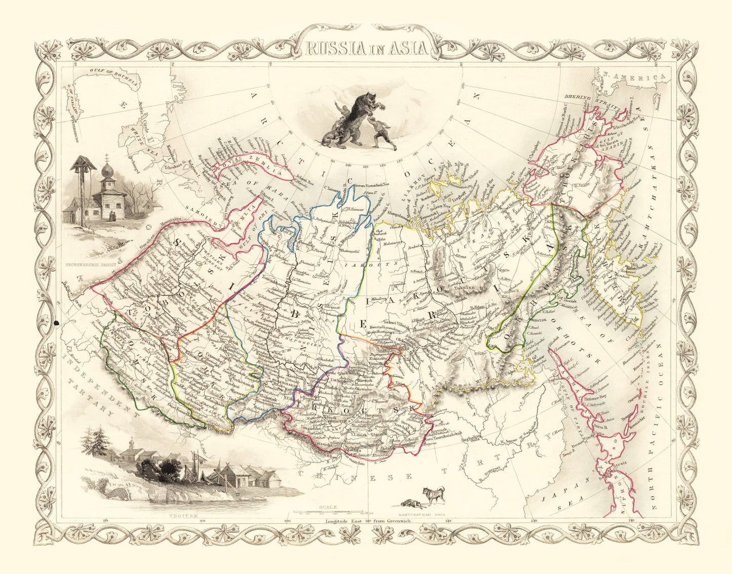 Vintage Map of Russia in Asia, 1851