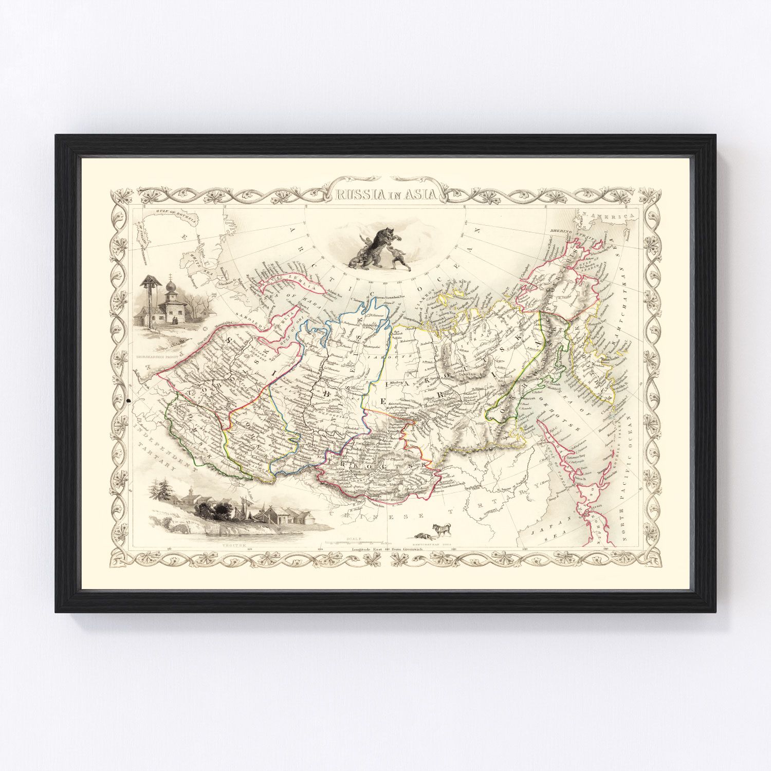 Vintage map of Russia in Asia, 1851