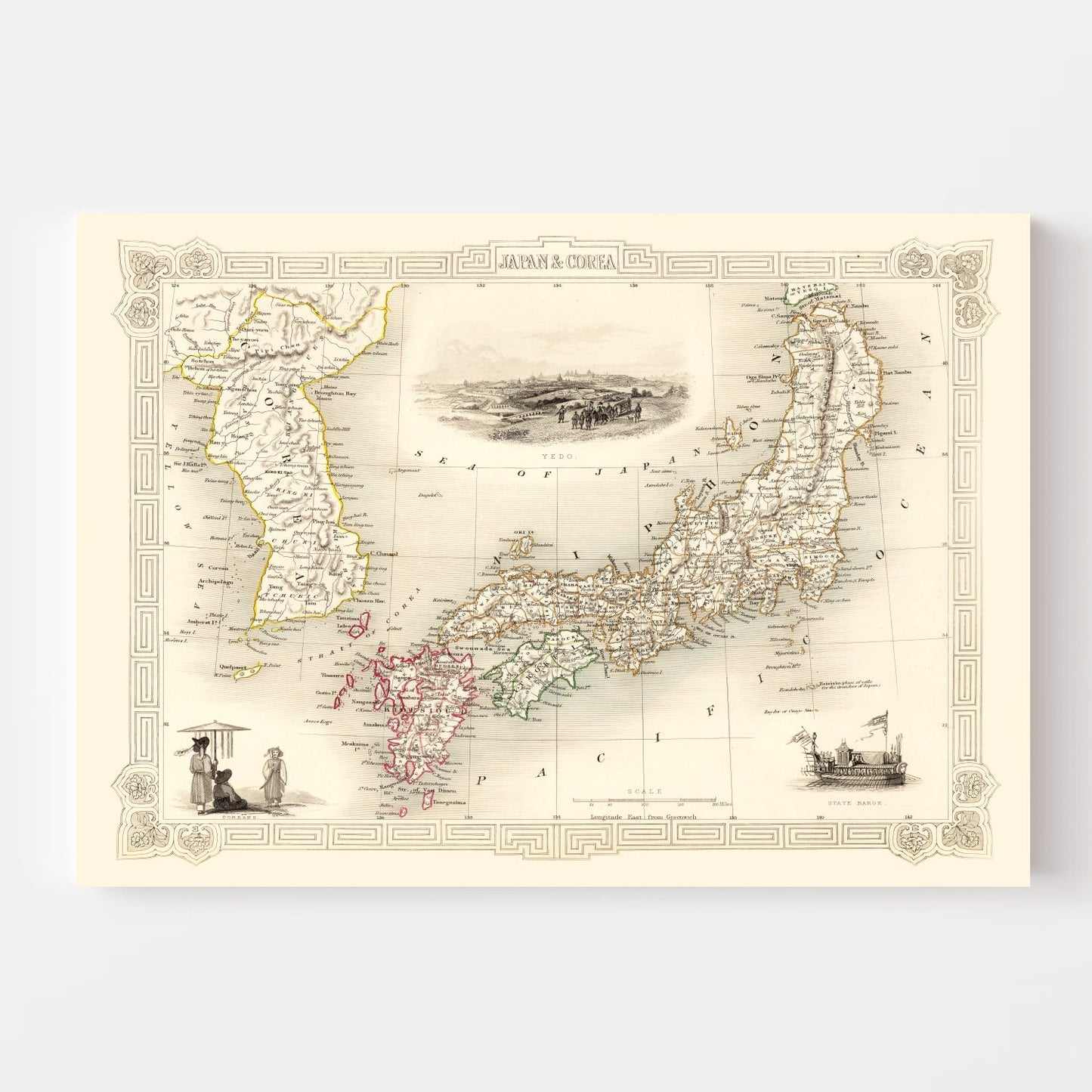 Vintage Map of Japan and Korea, 1851