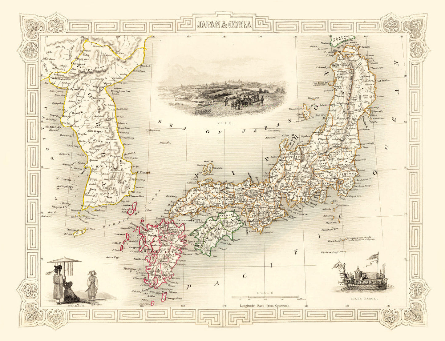 Vintage Map of Japan and Korea, 1851