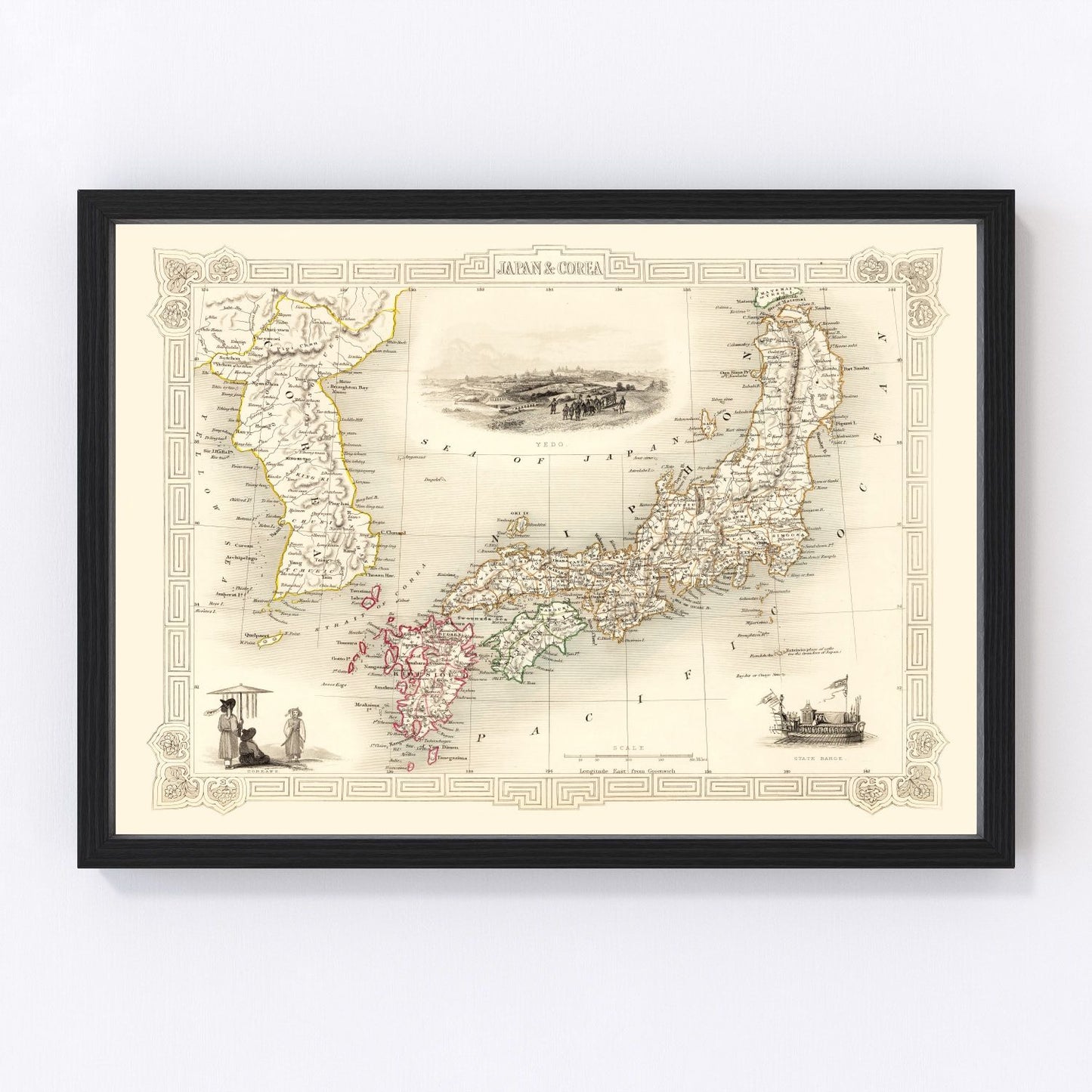 Vintage map of Japan and Korea, 1851