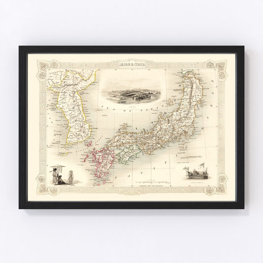 Vintage map of Japan and Korea, 1851