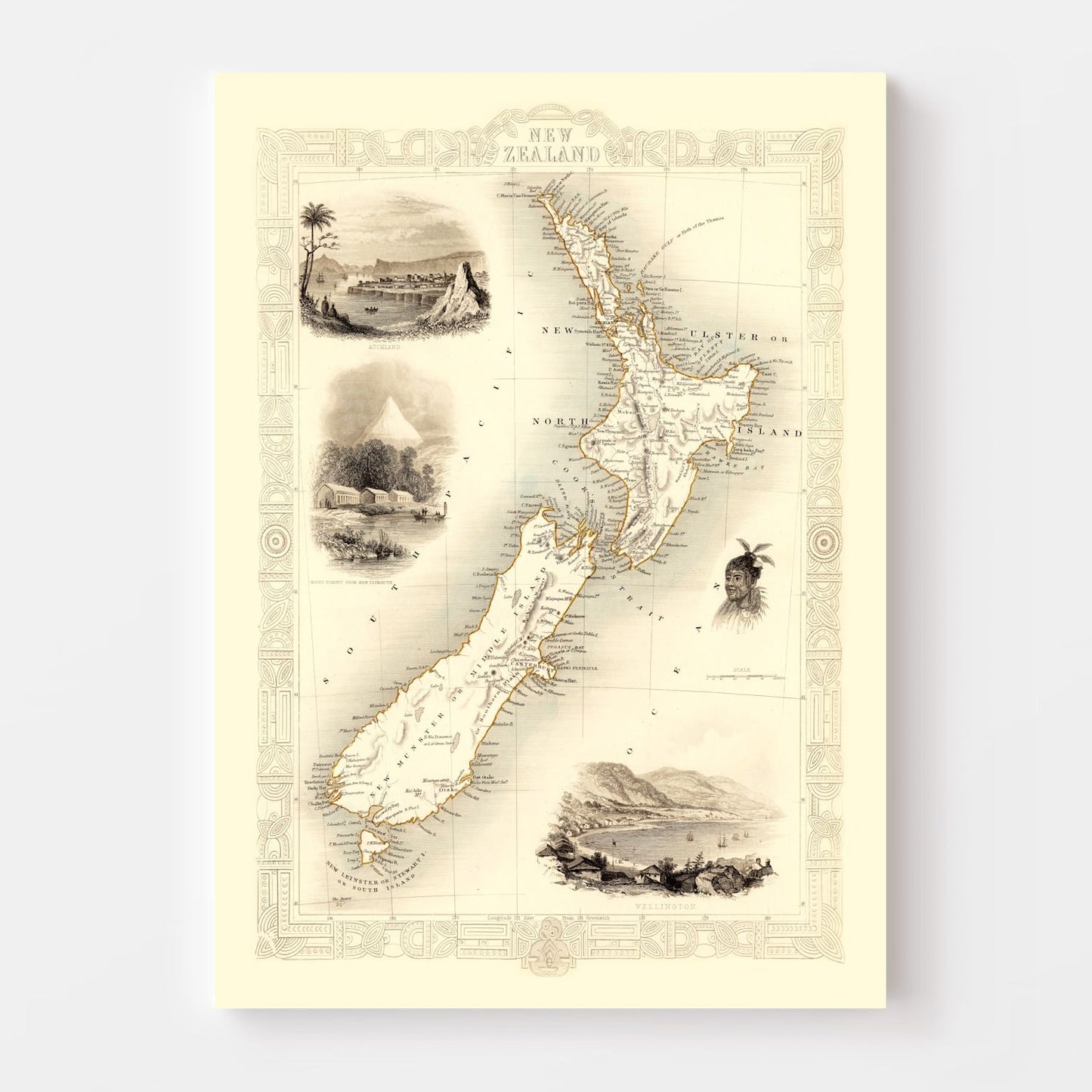 Vintage Map of New Zealand, 1851