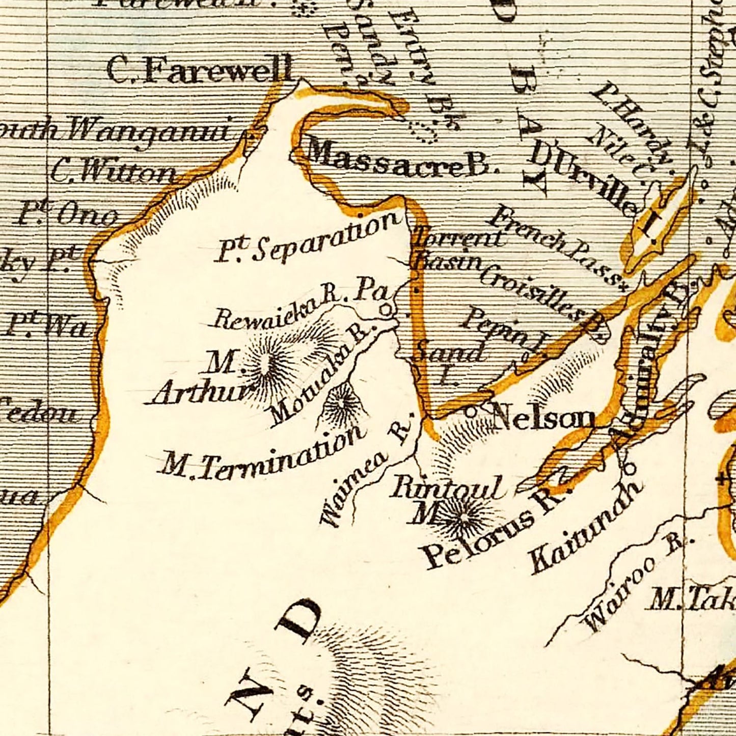 Vintage Map of New Zealand, 1851