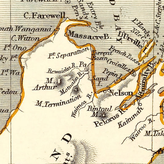 Vintage Map of New Zealand, 1851