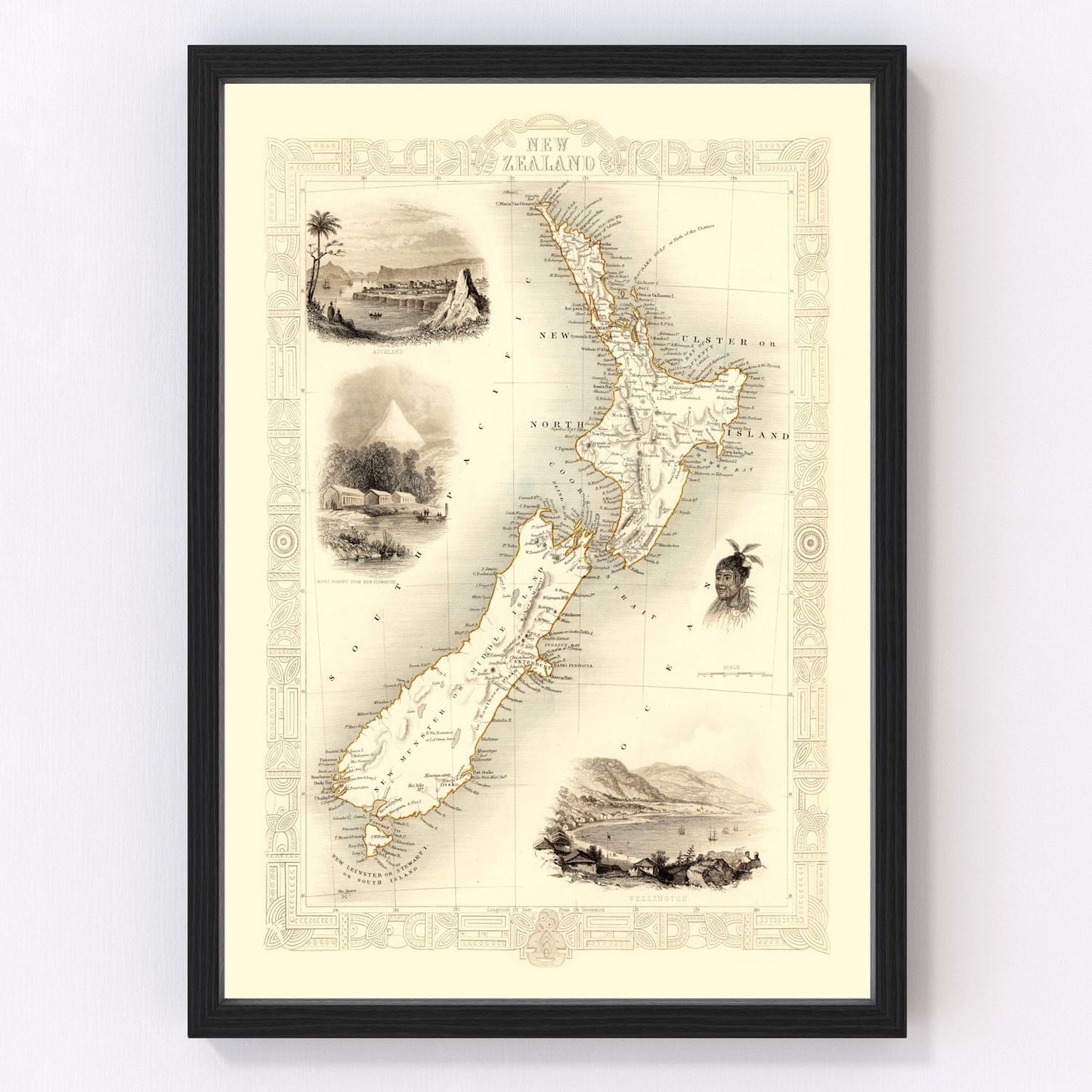 Vintage map of New Zealand, 1851