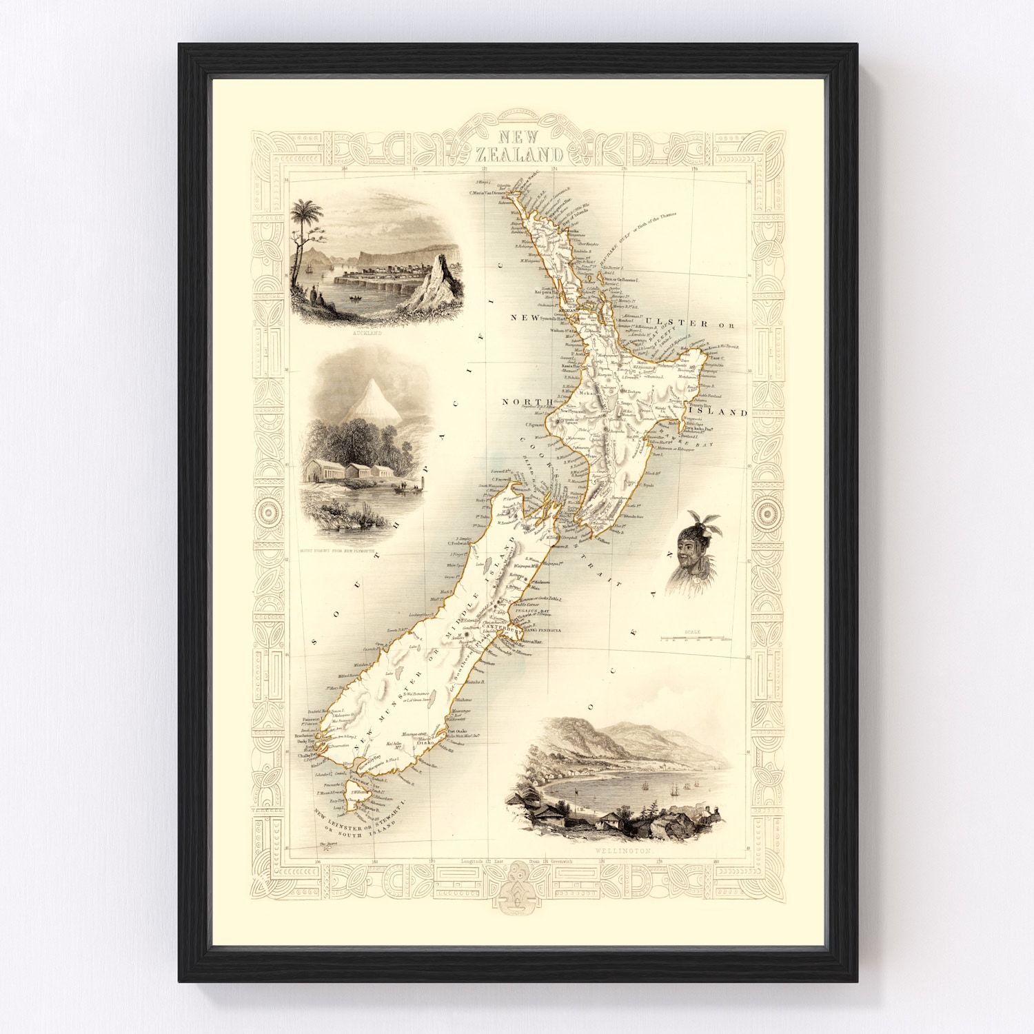 Vintage map of New Zealand, 1851