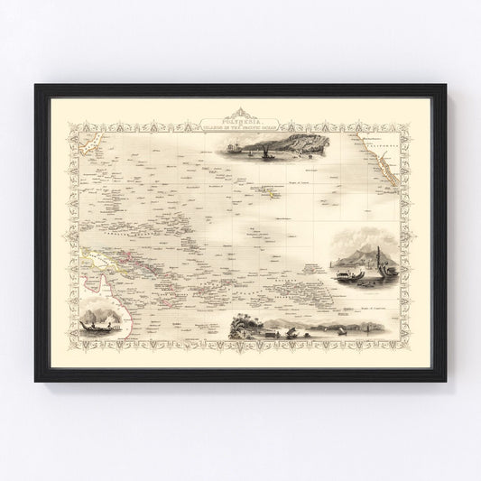 vintage map of Polynesia and the Pacific Islands, 1851